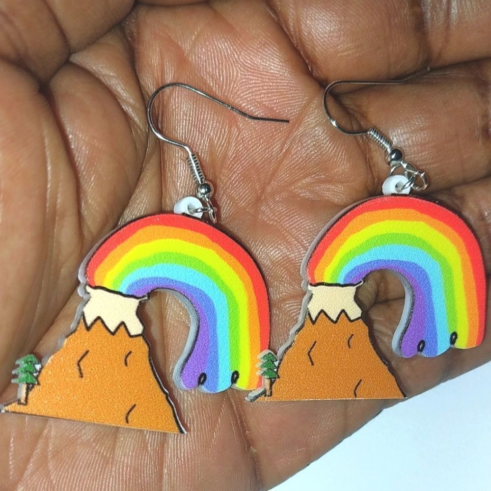 Super cute 5d festive rainbow earrings